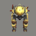 Yellow And Red Armored Mechanical Robot Character With Detailed Structure Design