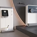 Modern White and Gray Water Dispensers with Digital Display and Sleek Design for Home Use