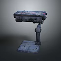 Weathered Industrial Metal Mechanical Console With Graffiti Surface And Sturdy Base