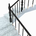Modern Staircase With White Marble Steps Black Railing And Gold Accents