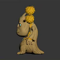 Decorative Cartoon Tree Figure With Yellow Flower Head Blue Eyes Trunk Body And Leaf Arms