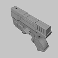 Futuristic Sci Fi Gun With Golden Black Body And Purple Glowing Lines