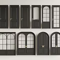 Black Interior Hinged Doors With Glass Panels Arched Designs And Styles 3d model