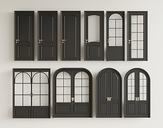 French retro style wooden door 3d model