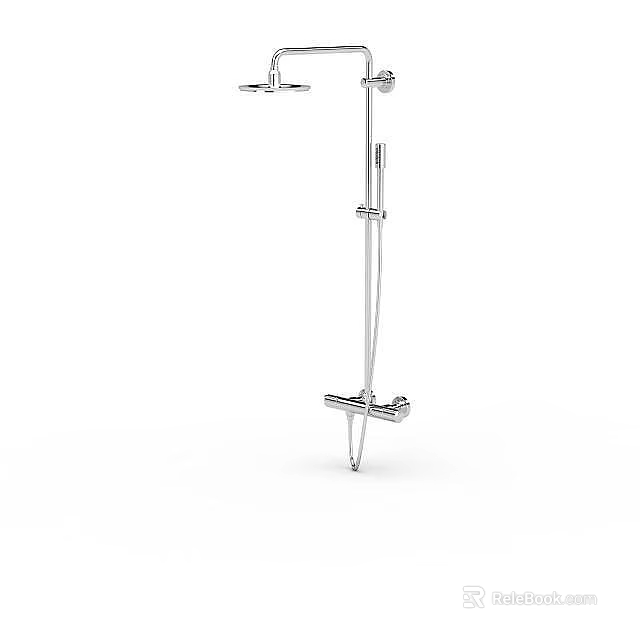 Modern Chrome Shower System With Adjustable Handheld Head And Sleek Design 3d model