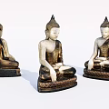 Traditional Buddha Sculptures in Sitting Posture with Intricate Details and Three Angles
