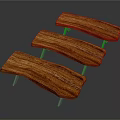 Wooden Benches With Metal Legs Modern Design Set of Three