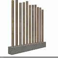 Natural Wooden Poles With Stone Base In Vertical Interior Design Arrangement