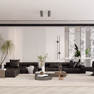 Modern Living Room Combination Sofa Leather Sofa 3d model