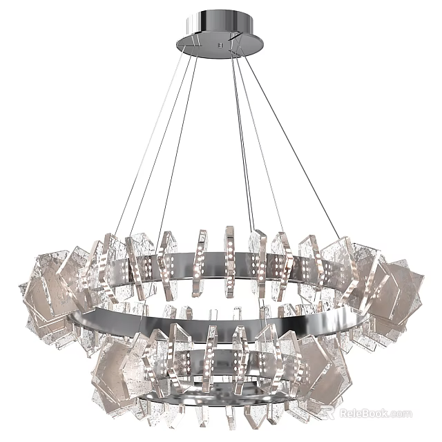 Modern Circular Chandelier With Transparent Crystal Elements And Metal Frame Design 3d model