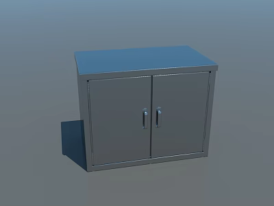 Metal Storage Cabinet With Double Doors And Flat Top Handle Design 3d model