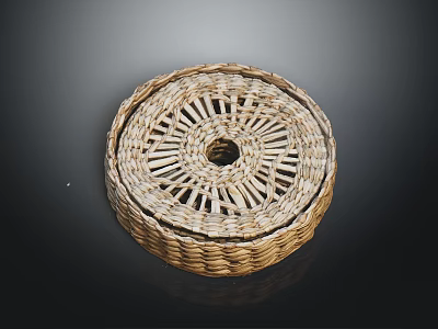 Circular Woven Wicker Basket With Hollow Center Design For Home Storage Decor 3d model