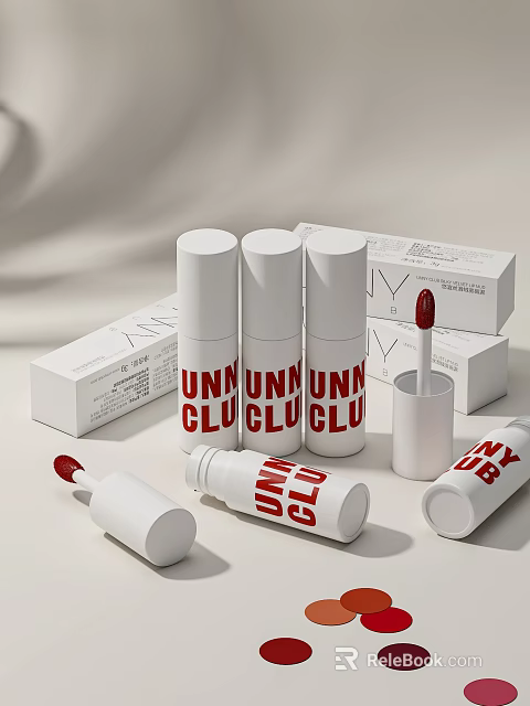 UNNY CLUB Lip Gloss Display With White Packaging 3d model 
