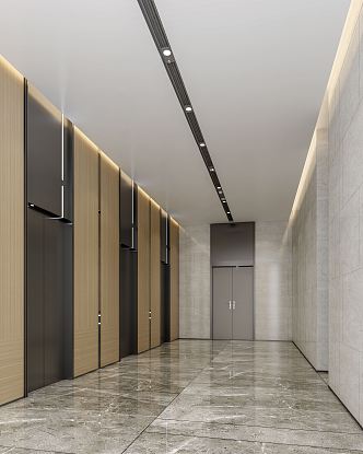 modern elevator hall office elevator hall 3d model