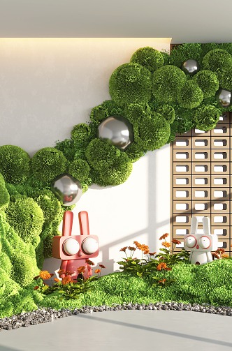 Indoor Landscape Landscaping Moss Landscape Plants 3d model