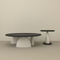 Modern Round Coffee Table With Black Tabletop And White Sculptural Base 3d model
