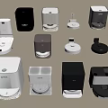 Multiple Robot Vacuum Cleaners With Charging Docks In Various Colors And Designs 3d model