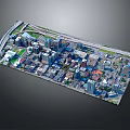 Aerial View of Modern City with Skyscrapers and Urban Street Layout