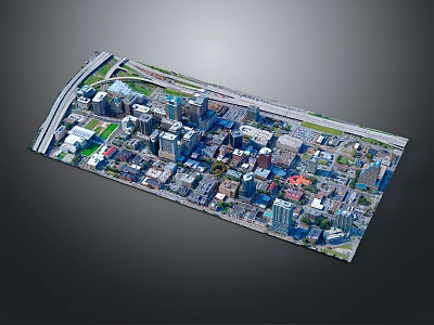 Aerial View of Modern City with Skyscrapers and Urban Street Layout 3d model