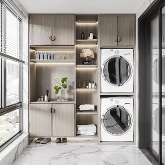 New Chinese Style Balcony Laundry 3d model