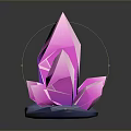 Pink Crystal with Pointed Facets on Blue Base and Glossy Reflection 3d model