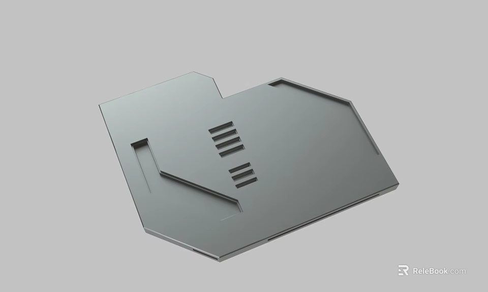 Gray Industrial Metal Component With Geometric Shape And Surface Grooves 3d model