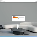 Modern Curved Sofa And Coffee Table Set With Upholstered Design And Round Metal Base