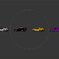 Colorful Toy Cars In Assorted Colors Displayed On Black Background