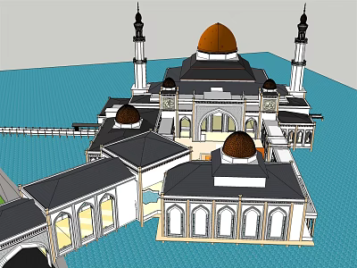 Ancient Architectural Structure With Dome Minarets Arched Windows And Traditional Design 3d model
