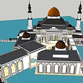 Ancient Architectural Structure With Dome Minarets Arched Windows And Traditional Design 3d model