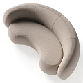 Modern Beige Multi Seater Sofa With Curved Design And Comfortable Fabric 3d model