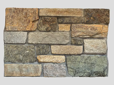 Natural Rustic Building Exterior Wall With Varied Stone Tones And Textured Surface 3d model