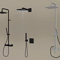 Modern Wall Mounted Shower Systems With Rainfall Head Handheld Sprayer And Black Silver Finish 3d model