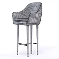 Modern Black Fabric Bar Stool With Tall Legs And Golden Accents