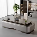 Modern Office Desk In Bright Interior With Laptop Chair Green Plant Bookshelf And Storage Cabinet