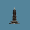 Traditional Chinese Pagoda With Multiple Tiers Golden Spire And Stone Base
