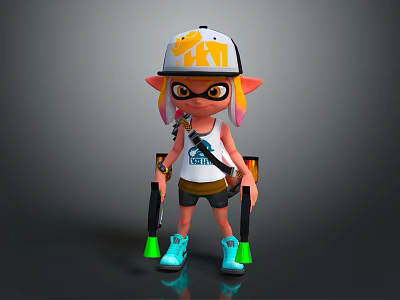Game Character In White Tank Top With ZAP Cap Pointed Ears Goggles Jetpacks And Weapons 3d model
