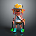 Game Character In White Tank Top With ZAP Cap Pointed Ears Goggles Jetpacks And Weapons