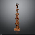 Red Multi Layered Architectural Tower With Circular Base And Top Platform