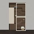 Animal Wall Decor With Wooden White Cabinet Circular Holes Cat Activity Structure And Litter Box