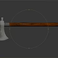 Traditional Axe Weapon With Polished Metal Head And Brown Wooden Handle