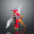 Colorful Mythical Creature Figure Featuring Red Dragon Head White Wings Yellow Legs And Orange Belly