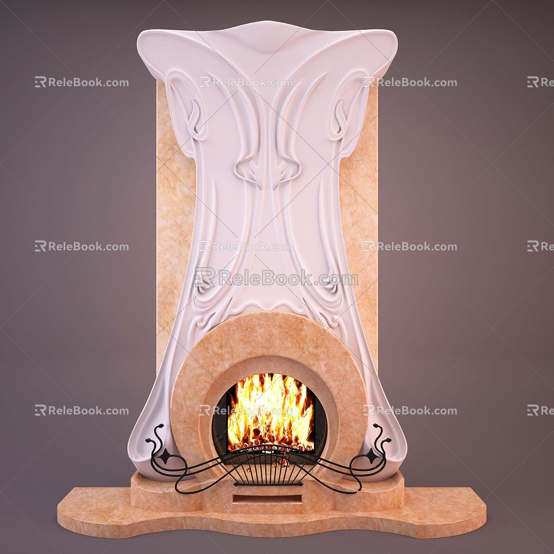 European style fireplace realistic stove fireplace European style home 3d model