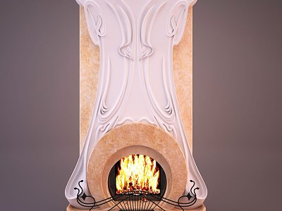 European style fireplace realistic stove fireplace European style home 3d model