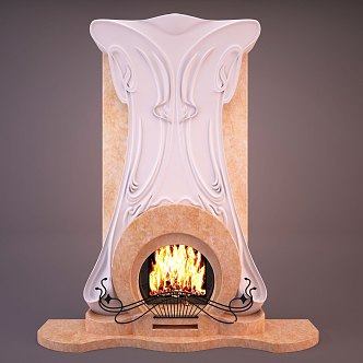 European style fireplace realistic stove fireplace European style home 3d model