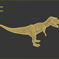 3D Tyrannosaurus Rex Model Standing With Brown Skin Green Spots Open Abdomen And Gray Background