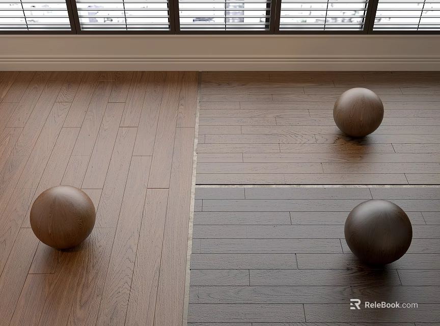 Stylish Hardwood Flooring With Two Tone Design And Decorative Wooden Balls 3d model 