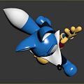 Cartoon Blue Fox Character Waving Hand While Running With Red Bow Tie