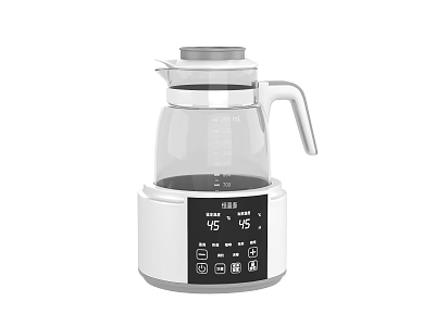 Transparent Glass Electric Kettle With Measuring Scale Digital Display And Base Control Panel For Household 3d model