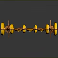 Traditional Wooden Frame Hanging Chimes With Yellow Circular Components And Decorative Carvings